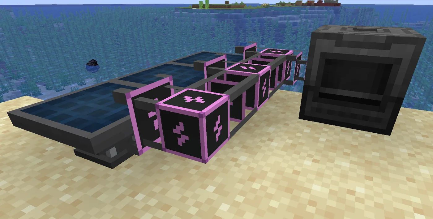 Solar generators, energy cubes and a machine joined by universal cables